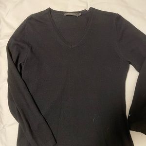 Black V neck merino wool sweater